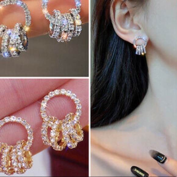 New 18k gold plated diamond earrings - Picture 4 of 4